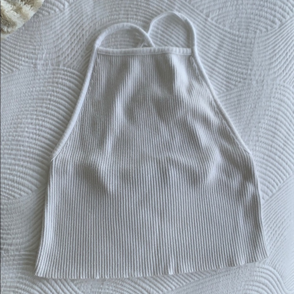 Zara white knit crop top